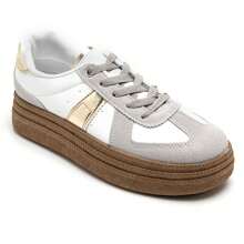 Women's Casual Comfortable Thick Sole Sneakers, Versatile For Daily Wear - Gold - View 2