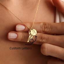 Customized Commemorative Wing Necklace, Personalized Hollowed Out Angel Wing Letter Pendant Necklace As A Gift For Mom - Wing Necklace - View 1