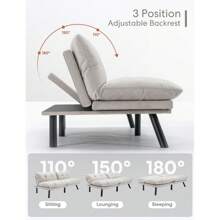 Futon Sofa Bed, 71" Comfy Loveseat Sleeper With Adjustable Backrest Armrest, Thick Padded Cushion, Small 2 Seater Futon Couch For Living Room Bedroom (Cream White) - 乳白色 - 查看 5