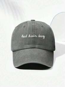 1 件刺绣“Bad Hair Day”水洗棒球帽，透气可调节高尔夫遮阳帽，适合户外活动，女士夏季时尚弧形帽檐遮阳帽，男士/中性 Y2K 风格遮阳帽 - 刺繡 - 查看 17