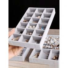 1个可叠放天鹅绒首饰托盘，首饰收纳盒，天鹅造型首饰展示托盘，抽屉式首饰托盘，手表架 - 彩色 - 查看 1