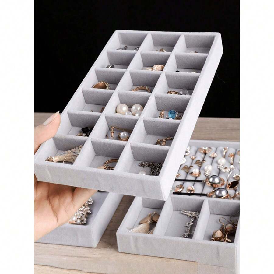 1个可叠放天鹅绒首饰托盘，首饰收纳盒，天鹅造型首饰展示托盘，抽屉式首饰托盘，手表架 - 彩色 - 查看 1