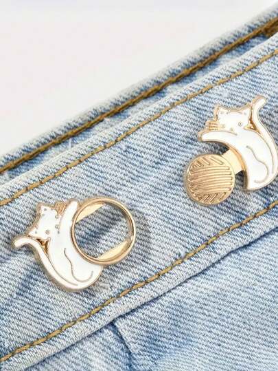 1Pc Denim Button Pins, Waist Buckles, Waist Tight Buckles, Trouser Pins, Collar Buckles, Brooches, Ladies Durable And Fashionable Detachable Trouser Clips, Fashion Clothing Accessories Buttons, Decorative Buttons, Suitable For Jeans, Skirts, Trouser Bag Accessories Suitable For Female Students
