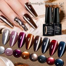 Valentines Cat Eye Gel Nail Polish Set, 7ml Moonlight Magnetic Cateye Gel Polish, Autumn Winter Jelly Maillard Color Cateye Gel With Magnet Stick Included, Semi Permanent UV Gel Soak Off Nail Art Varnish For Valentines Decor Manicure Kit With Box Nail Art DIY Gift For Women - 彩色 - 查看 4