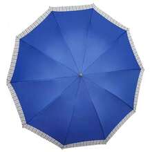 1把10骨黑色雨伞，两用折叠伞，格子饰边，促销印花雨伞