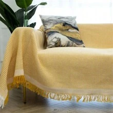 1-Pack Sofa Cover/Wrapper, Solid Color Non-Slip Sofa Cover, Living Room Furniture Decorative Tapestry, Knitted Universal Home Furnishings, Sofa Cover, Full Coverage Fabric, Yarn, Camping Blanket, Sofa Cushion Cover, All-Season Sofa Cover, Nordic Style Sofa Cover, Full Coverage Sofa Cushion Cover, - Multicolor - View 5