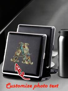 1pc Customized Stainless Steel Double-Deck Box, Holds 20 Items, Cigarette Case, Suitable Gift For Boyfriend, Father, Colleague - Brushed Silver - View 1