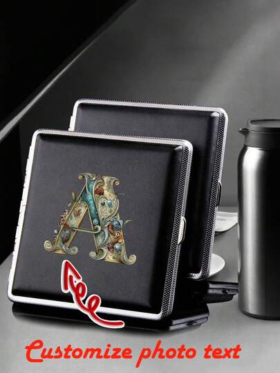 1 Pc Personalized Double Layer Stainless Steel Boxed Cigarette Case, Holds 20 Cigarettes, Suitable Gift For Boyfriend, Father, Coworkers