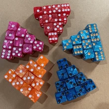 10pcs/套大孔骰子套装 - 方形珍珠骰子，适用于大理石棋盘游戏配件，非常适合棋盘游戏和派对乐趣，家庭聚会首选，适合角色扮演游戏，基于运气的桌面游戏 - 适合 14 岁以上。适合室内和室外游戏、多人游戏、朋友聚会、生日、婚礼和庆祝活动。游戏、新年、生日的绝佳礼物。 - 彩色 - 查看 4