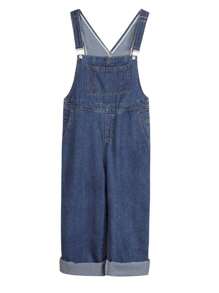 Otoño Vintage Versátil Suelto Bolsillos Grandes Monos y Monos de Mezclilla para Mujer Petos retro versátiles y holgados con bolsillos grandes para estudiantes Pantalones anchos de cintura alta y estilizados para mujer Monos & overoles mezclilla para mujer - Azul lavado oscuro - View 3