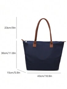 Túi Tote Vải Oxford Dung Tích Lớn Thời Trang Đơn Giản Cho Nữ, Túi Đeo Vai Đa Năng Nhẹ, Túi Xách Thường Ngày Hợp Thời Trang, Thích Hợp Cho Việc Đi Làm Và Những Chuyến Đi Ngắn Ngày - Màu xanh lam - Xem 3