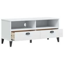 White Engineered Wood TV Cabinet Modern Storage Solution For Living Room - White - View 4
