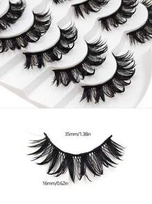 Asiteo 7 Pairs Moisturizing False Eyelashes, Fluffy Faux Mink Lashes, Natural Curly, Suitable For Daily Wear And Party Makeup - 尖尾漫畫款 - 查看 3