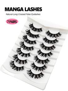 Asiteo 7 Pairs Moisturizing False Eyelashes, Fluffy Faux Mink Lashes, Natural Curly, Suitable For Daily Wear And Party Makeup - 尖尾漫畫款 - 查看 4