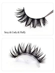 Asiteo 7 Pairs Moisturizing False Eyelashes, Fluffy Faux Mink Lashes, Natural Curly, Suitable For Daily Wear And Party Makeup - 尖尾漫畫款 - 查看 6
