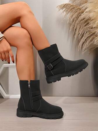 Vintage Brown Flat Short Boots Western Cowboy Boots Rounded Toe Versatile Autumn Winter Women Boots, French Style Black Suede Ankle Boots