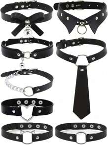 1 件朋克风格哥特式摇滚铃铛和蝴蝶结项链颈链，适合女性日常佩戴、节日派对和创意生日/情人节礼物情人节、妈妈、母亲、母亲节、礼物 - 黑色 - 查看 1