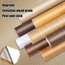 1 Roll Modern Imitation Wood Grain Self-Adhesive Wallpaper, Removable And Reusable, Easy Installation, Heat Resistant, Waterproof And Moisture-Proof PET Material Wallpaper For Home Decor, Sizes 40/60/80*300/500/1000cm, Suitable For Living Room, Dining Room, Bedroom, Kitchen, Office Walls, As Well As Desks, Cabinets, Wardrobe, Countertop Furniture Renewal - Multicolor - View 3