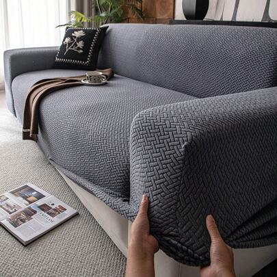 1 件弹性全包提花纯色沙发套，简约设计，宠物友好型防滑防污防刮，适合春、夏、秋、冬，可机洗，家居装饰，节日装饰
