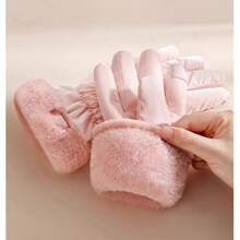 1 Par de guantes de mujer de moda cálidos para otoño e invierno, de material de terciopelo reforzado, que permiten el uso de pantalla táctil, adecuados para ciclismo al aire libre, deportes, escalada de montaña, Navidad y San Valentín, accesorios para fiestas