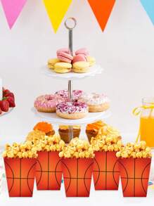 10pcs Basketball Shaped Paper Popcorn Boxes, Food Container Boxes, Sports Theme Party Decorations For Family, Friends, Birthday, Suitable For Sports Events, Parties, Movie Nights - Basketball - View 8