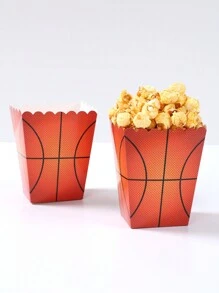 10pcs Basketball Shaped Paper Popcorn Boxes, Food Container Boxes, Sports Theme Party Decorations For Family, Friends, Birthday, Suitable For Sports Events, Parties, Movie Nights - Basketball - View 3