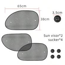 4X Car Side Window Sun Shade Cover Blind Mesh Max UV Protection With 8 Suction Cup, 65*38CM - Black - View 4