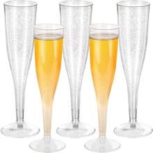 10个可重复使用的透明香槟杯，适用于派对、婚礼、庆典、婚庆和生日用品，以及家居和派对装饰 - 彩色 - 查看 8