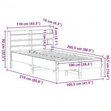 Solid Pine Bed Frame 100x200 Cm Durable Design No Mattress Included - Brown - View 11