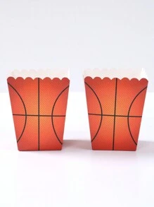 10pcs Basketball Shaped Paper Popcorn Boxes, Food Container Boxes, Sports Theme Party Decorations For Family, Friends, Birthday, Suitable For Sports Events, Parties, Movie Nights - Basketball - View 5
