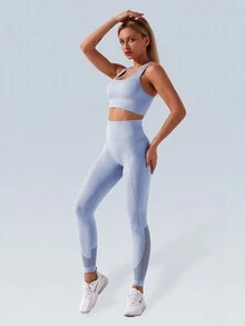 女式瑜伽健身紧身裤 无缝紧身裤 收腹健身运动瑜伽裤