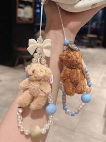 1 件珍珠熊吊饰手机挂绳，全新可爱手工腕带 DIY 配件 - 彩色 - 查看 1