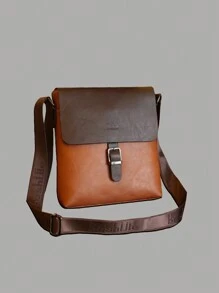 BOSHIJIE 1 件新款男士 PU 皮包，韩版户外休闲商务斜挎包男士包男士礼物圣诞礼物男士侧包男士斜挎包斜挎包旅行必备品爸爸礼物男朋友礼物男士包冬季复古包复古度假手提包流浪包挎包情人节假期必备露营贴纸夏季返校 - 彩色 - 查看 1