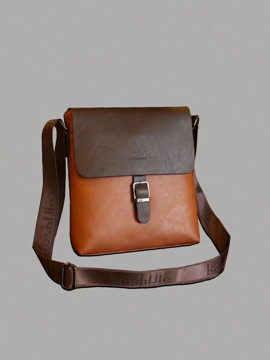 BOSHIJIE 1 件新款男士 PU 皮包，韩版户外休闲商务斜挎包男士包男士礼物圣诞礼物男士侧包男士斜挎包斜挎包旅行必备品爸爸礼物男朋友礼物男士包冬季复古包复古度假手提包流浪包挎包情人节假期必备露营贴纸夏季返校 - 彩色 - 查看 1