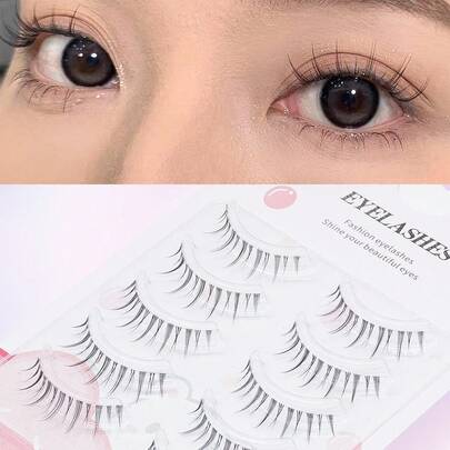 Manga 假睫毛 5 对小恶魔自然柔软睫毛透明塑料带仙女仿貂皮睫毛条状睫毛，睫毛，睫毛，假睫毛