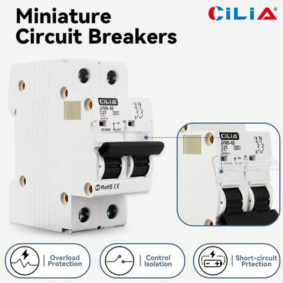  CILIA Interruttore automatico miniaturizzato 1pz, 2 moduli bipolari, 220V 6KA,, MCB 1P + N C10/16/20/25/32