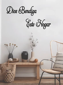 1 件上帝保佑圣经经文墙贴黑色文字励志短语墙贴适用于客厅卧室餐厅家居装饰自粘绘画，PVC 可移除防水贴花贴纸，贴纸，墙贴花，乙烯基贴花用于家居装饰，春季装饰品让您的家焕然一新，拉玛装饰贴纸