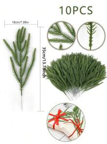 10 CHIẾC Cành cây thông lá nhân tạo Cây xanh lá thông lá nhân tạo Giáng sinh Norfolk Cành thông DIY Trang trí Thích hợp cho Giáng sinh trong nhà và ngoài trời Vườn cây thông Noel Trang trí bình hoa tại nhà ﻿ - 10 chiếc lá thông - Xem 10