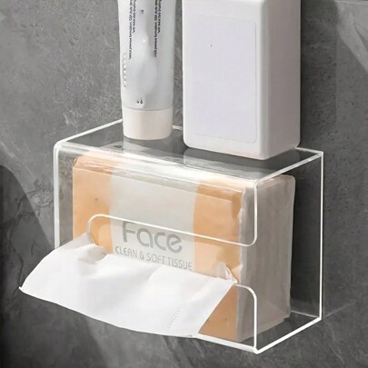 Easy-To-Install Wall-Mounted Tissue Box - No Drilling Required, Multi-Functional Kitchen/Bathroom Tissue Holder - Convenient And Space-Saving Design, Tissue Box, Bathroom Napkin Holder, Tissue Box Home Storage Organizer