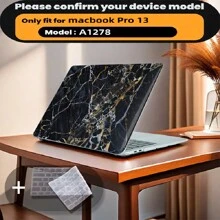 有 4 种大理石图案可供选择，并配有键盘保护膜。它与 MacBook Air Pro 保护套、13/14/15/16 英寸电脑保护套兼容，并配有键盘保护膜，A1370、A1534、A1502、A1707、A2337、A1932、A2179、A2338、A1706、A1708、A2681 塑料硬壳笔记本电脑保护套，黑色、蓝色大理石图案 A2485 A2442、A1466 A1369