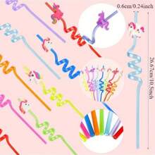 18pcs/Set Reusable Unicorn Straws Colored Party Straws Reusable Plastic Drinking Straws For Birthday Party Supplies - Set Of 18 - View 4
