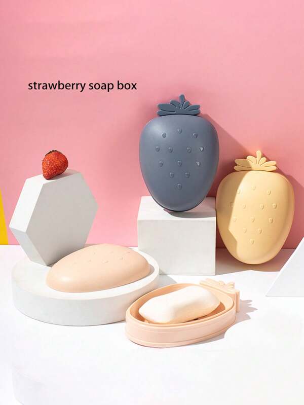 1pc High-End Bathroom Soap Dish, Wall Mounted No Drilling Needed, Dust-Proof & Waterproof Soap Case For Home Back To School