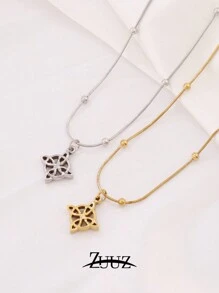 1 Pc Vintage Stainless Steel Geometric Celtic Knot Charm Necklace For Women For Daily Decoration Jewelry Gifts