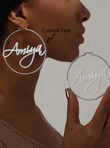 Personalized Custom Name Hoop Earrings Stainless Steel Letter Jewelry With Luxurious Hip-Hop Style Hypoallergenic Durable And Long-Lasting Perfect Unique Gift For Mother's Day Wedding Party Birthday And Anniversary Christmas