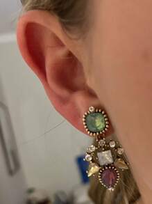 Rhinestone Decor Drop Earrings