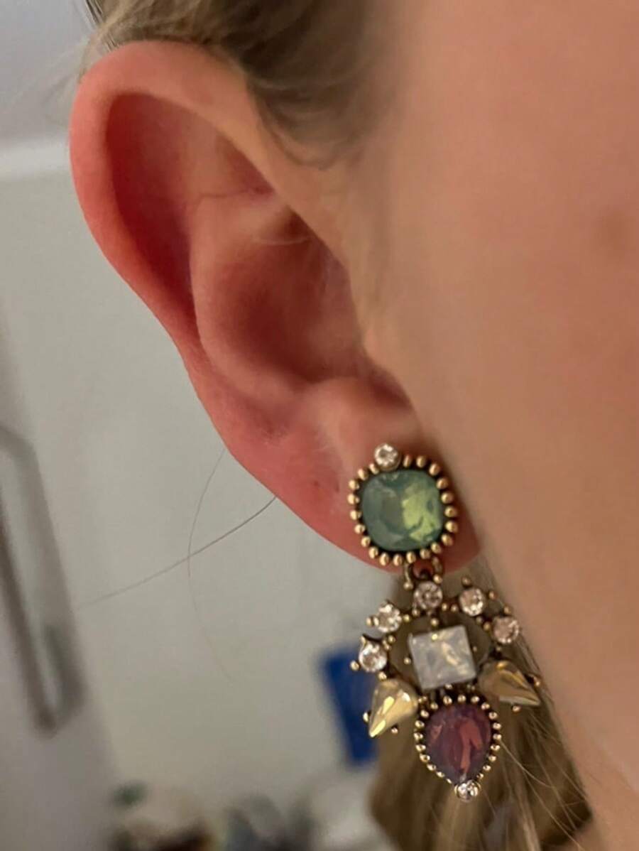 Rhinestone Decor Drop Earrings