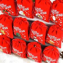 1 bolsa de regalo de Navidad - 1 pieza aleatoria de bolsa de regalo de franela con cordón, bolsa de embalaje de caramelos, 12 piezas (rojo) - Multicolor - Ver 4