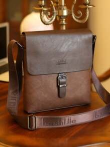 BOSHIJIE 1 件新款男士 PU 皮包，韩版户外休闲商务斜挎包男士包男士礼物圣诞礼物男士侧包男士斜挎包斜挎包旅行必备品爸爸礼物男朋友礼物男士包冬季复古包复古度假手提包流浪包挎包情人节假期必备露营贴纸夏季返校 - 彩色 - 查看 5