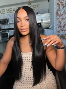 40Inch 250% Density 13x6 Lace Front Wigs Human Hair Straight HD Lace Front Wigs Human Hair 250% Density Pre Plucked With Baby Hair Straight Wigs Frontal Wigs Human Hair For Women Natural Black - Natural Black - View 4