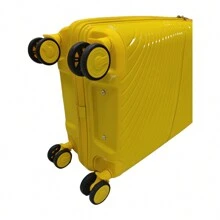Set di valigie in materiale Polipropilene (PP) resistente, disponibile in vari colori, con bagaglio a mano, da facchino e valigie di dimensioni piccola, media e grande, pannelli flessibili e resistenti agli urti, dimensioni come descritto - Giallo S+M+L - Visualizzare 4